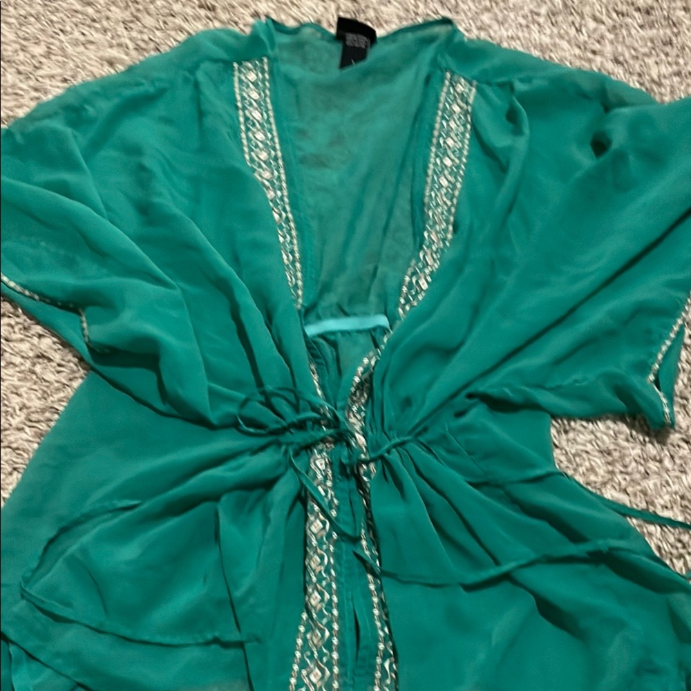 Torrid Teal Sheer Kimono